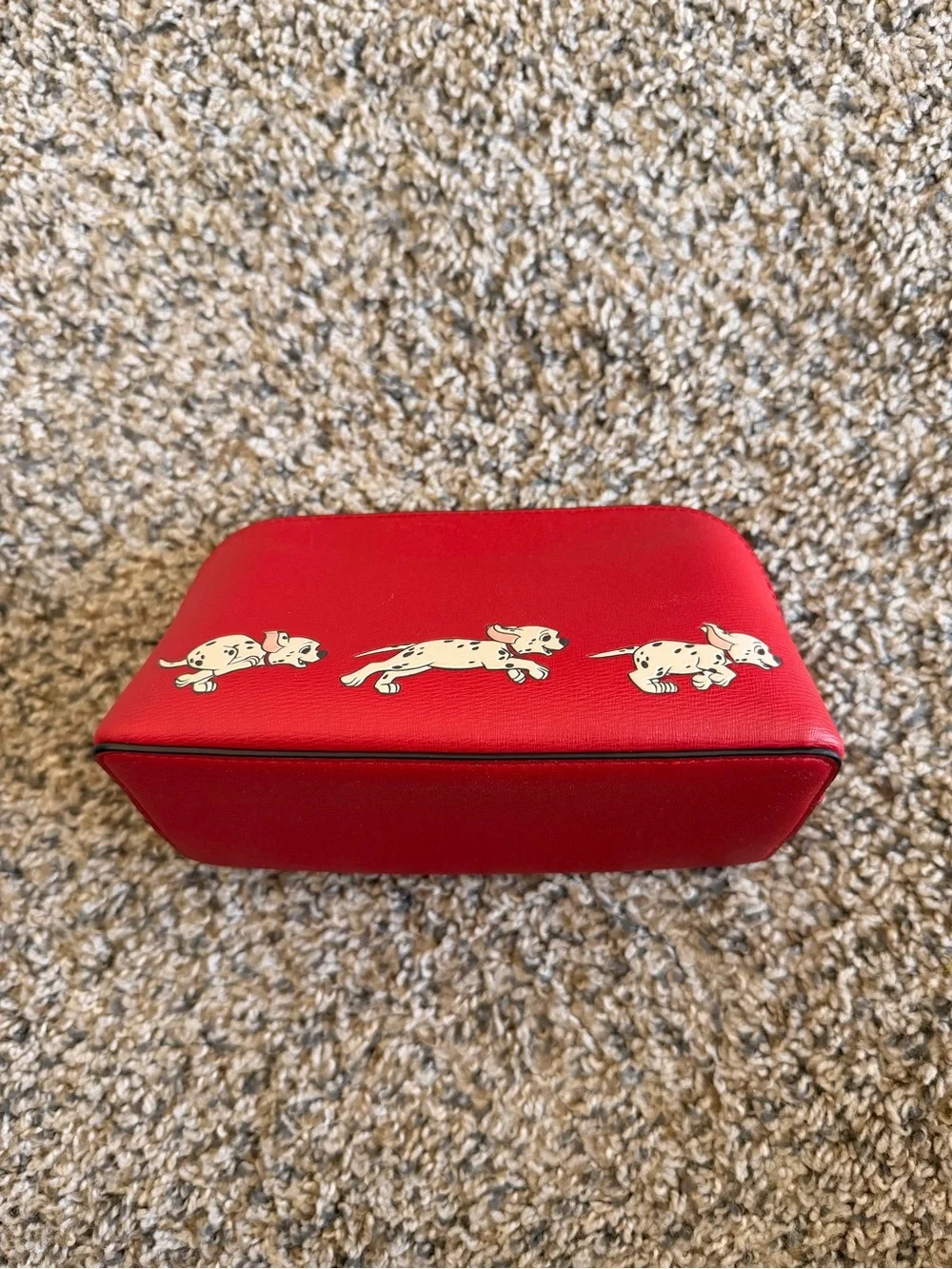 kate spade red & cream Cruella Disney makeup bag
